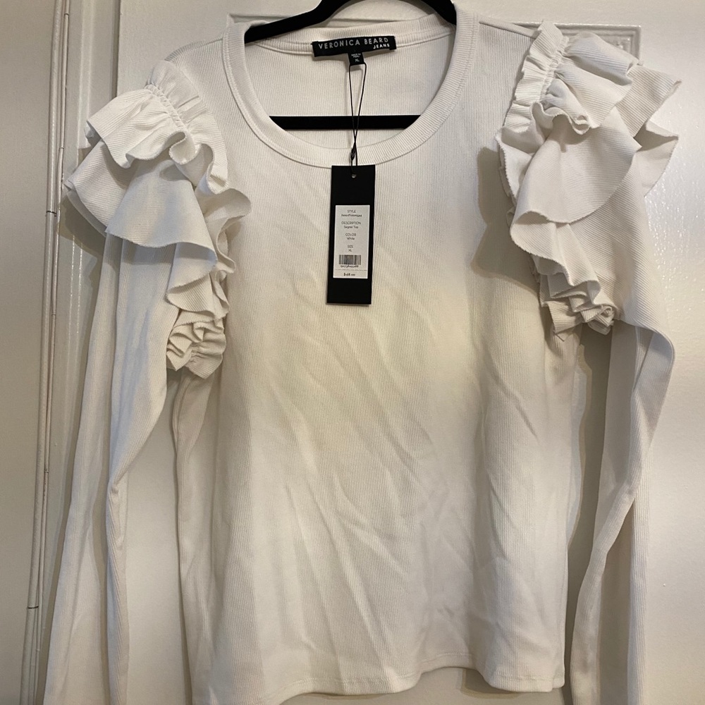 Veronica beard puff sleeve knit top